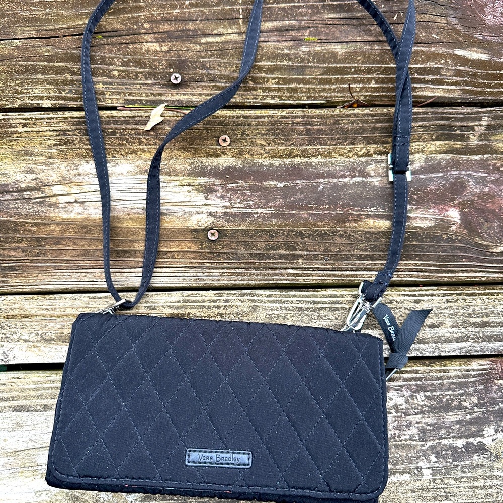 Vera Bradley Women’s Microfiber All in One Crossbody Purse Black